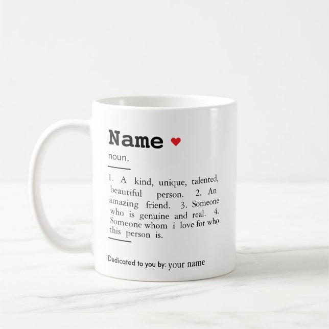 Mug Définition de meilleur ami, nom d'ami personnalisé (Gauche)
