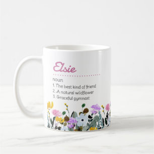 Mug Définition de nom avec une bordure de Fleur sauvag