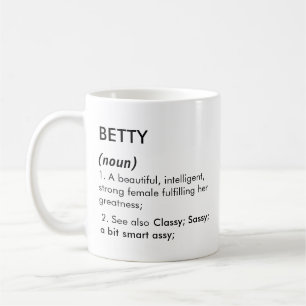 Mug Définition de nom Betty modifiable, nom personnali