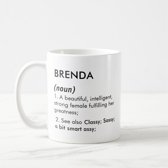 Mug Définition de nom Brenda modifiable, nom personnal (Gauche)