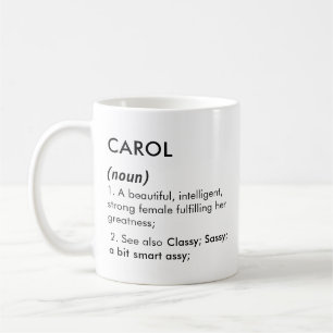 Mug Définition de nom de Carol modifiable, nom personn