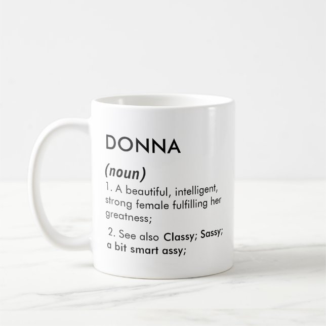 Mug Définition de nom Donna modifiable, nom personnali (Gauche)