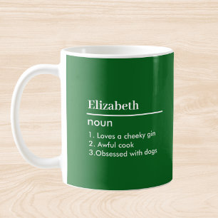 Mug Définition de nom personnalisé en vert foncé