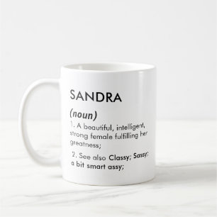 Mug Définition de nom Sandra modifiable, nom personnal