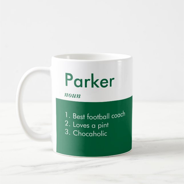 Mug Définition de nom vert émeraude personnalisée drôl (Gauche)