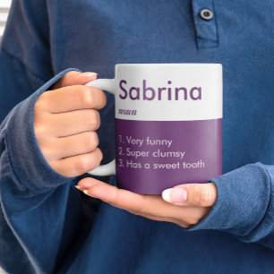 Mug Définition de nom violet Cadeau personnalisé pour 