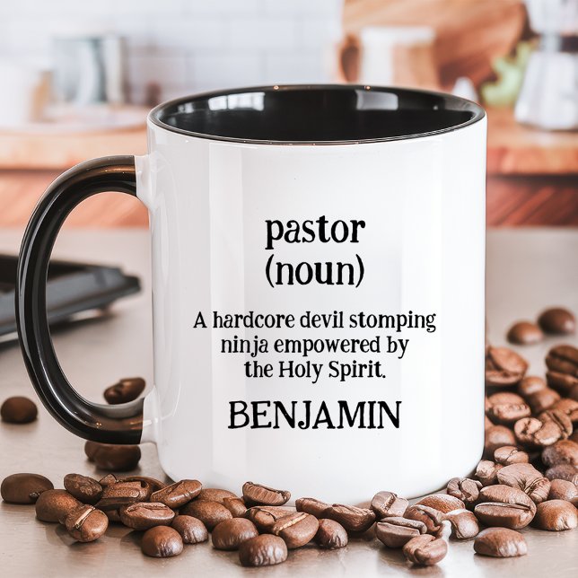 Mug Définition de Pasteur Drôle Nom Personnalisé Cadea (Créateur téléchargé)
