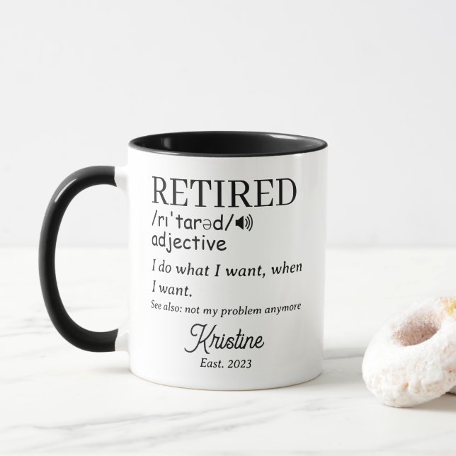 Mug Définition de retraite personnalisée drôle (Avec donut)