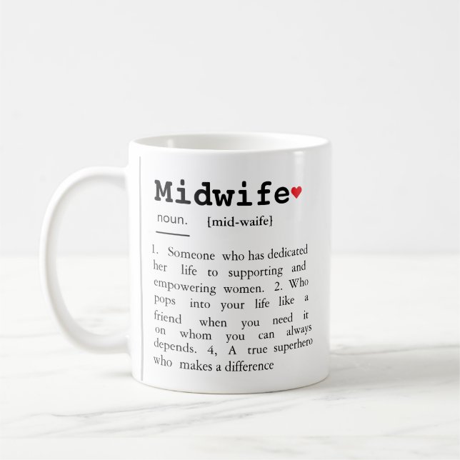 Mug Définition de sage-femme, cadeau de sage-femme, (Gauche)