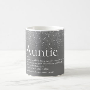 Mug Définition de Tante Glitter Argent Féminin