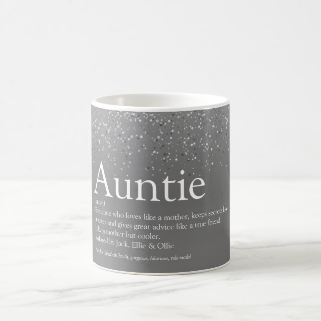 Mug Définition de Tante Glitter Argent Féminin (Centre)