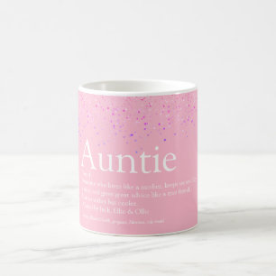 Mug Définition de Tante Super Tante Paillettes Rose Fé