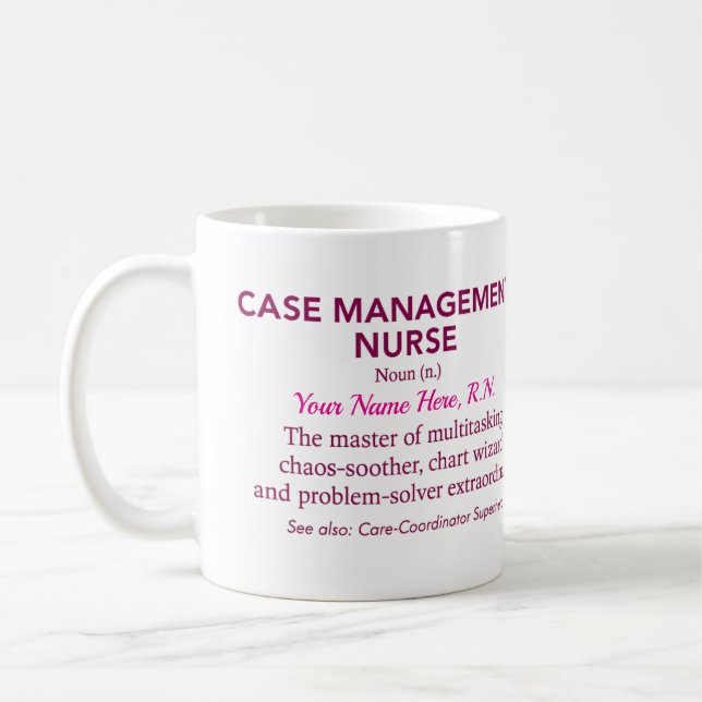 Mug Définition d'infirmière de gestion de cas, Cadeau  (Gauche)