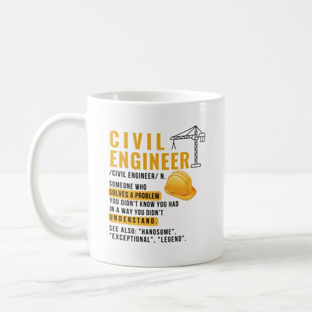 Mug Définition d'ingénieur civil – Cadeau pour résolve (Gauche)