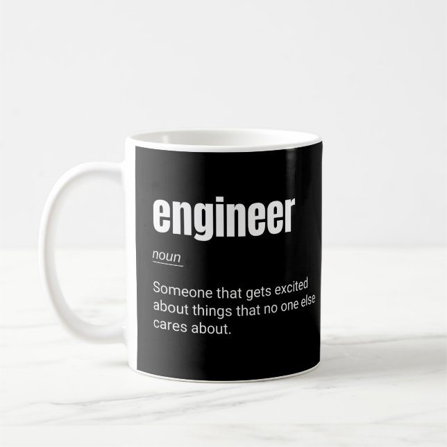 Mug Définition d'ingénieur Drôle Nerd Ingénierie (Gauche)