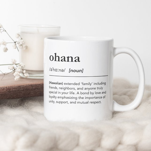 Mug Définition d'Ohana famille hawaïenne minimaliste (Créateur téléchargé)
