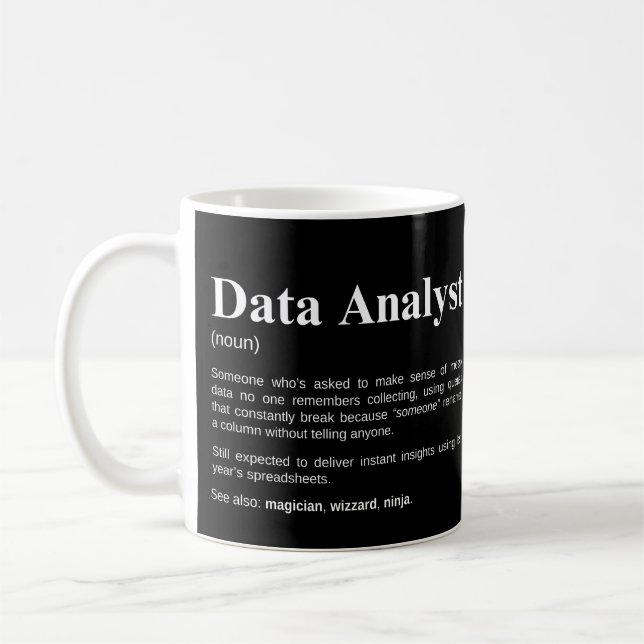 Mug Définition drôle de données d'analyste de données (Gauche)