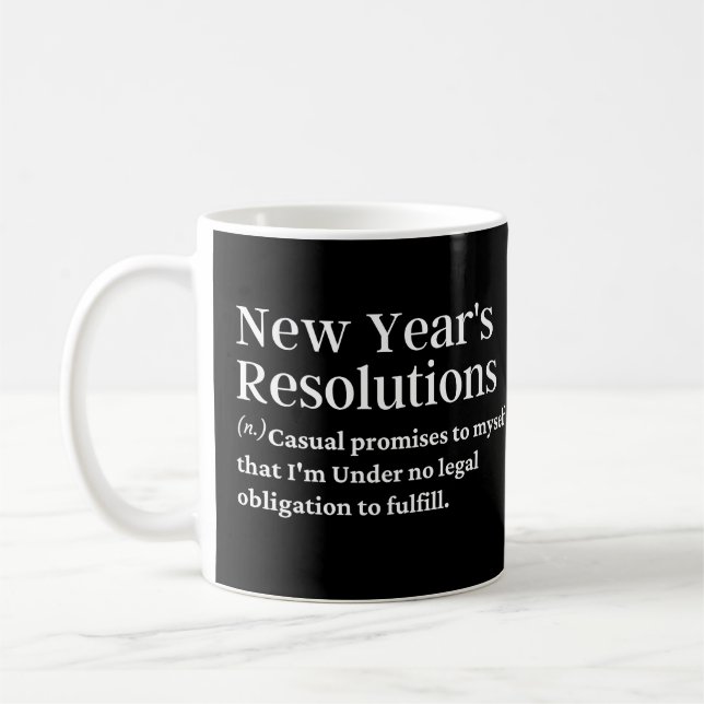 Mug Définition drôle de résolutions de nouvel an (Gauche)