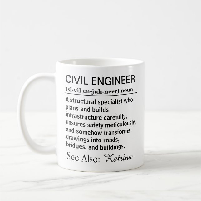 Mug Définition drôle d'ingénieur civil  (Gauche)