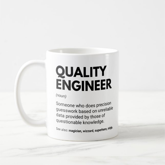 Mug Définition drôle d'ingénieur de la qualité (Gauche)