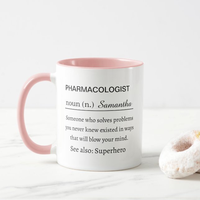 Mug Définition drôle et personnalisée de pharmacologue (Avec donut)