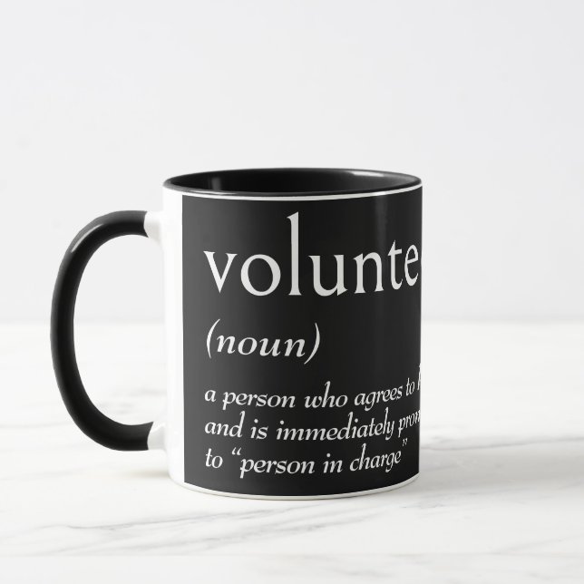 Mug Définition du dictionnaire pour VOLONTAIRE (Gauche)