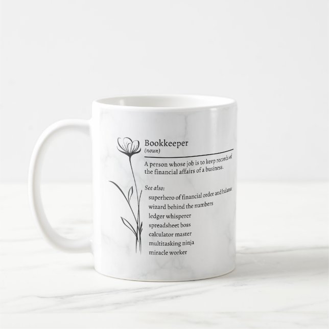 Mug Définition du gardien de livres Synonymes amusants (Gauche)