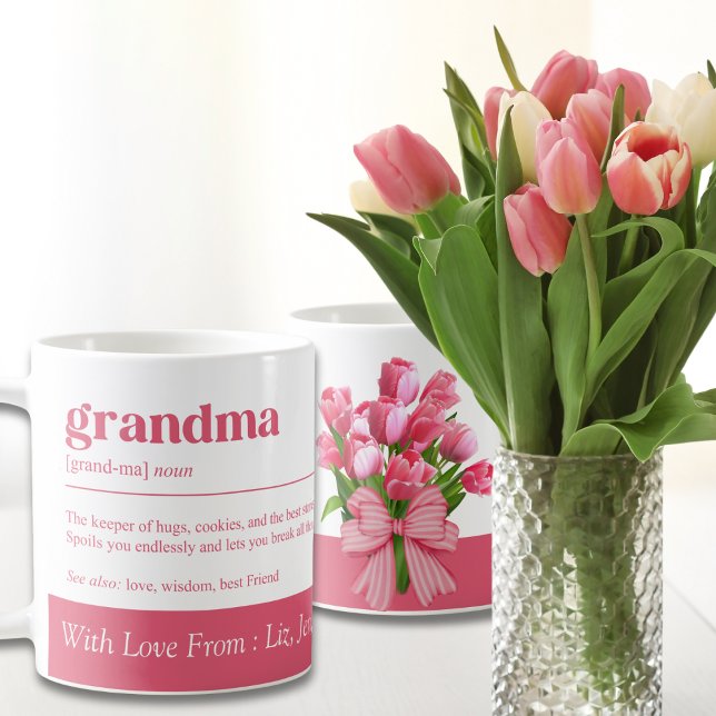 Mug Définition Élégante De Grand-Mère Rose Avec Tulipe (Créateur téléchargé)