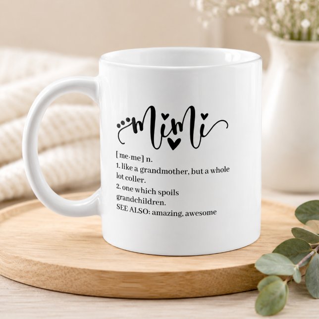 Mug Définition Mimi Grand-mère Script Cœur Minimal Drô (mimi grandma grandmother holiday gift presents  grandparents day mothers day christmas birthday)