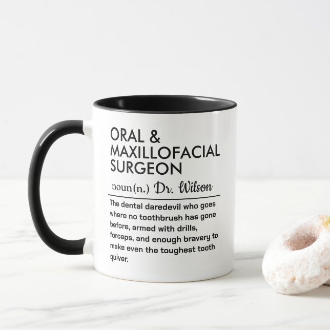 Mug Définition personnalisée et drôle de dentiste (Avec donut)
