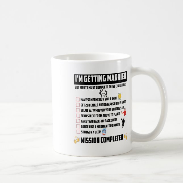 Mug Défis de fête de bachelor - Défi drôle du marié  (Droite)