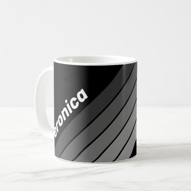 Mug Dégradé arc-en-ciel sombre avec nom (Devant gauche)