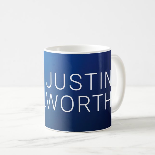 Mug Dégradé bleu foncé moderne et texte éditable minim (Devant droit)