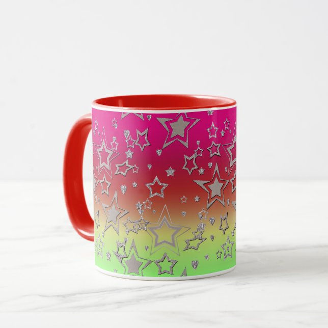 Mug Dégradé de Noël paillettes brillantes confettis ét (Devant gauche)
