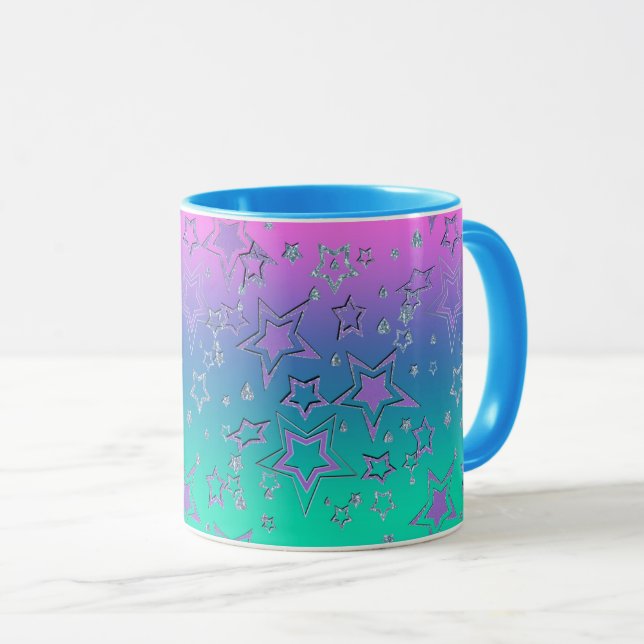 Mug Dégradé de Noël paillettes scintillement confettis (Devant droit)