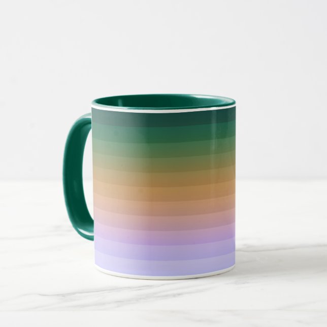 Mug Dégradé ombre rayé ligné doux flou vert bei (Devant gauche)
