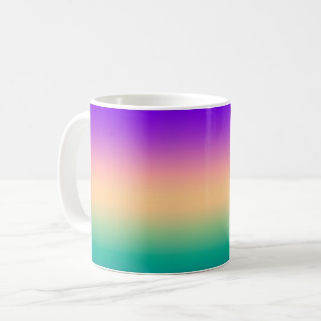 Mug Dégradé ombré vert jaune rose violet flou doux (Devant gauche)