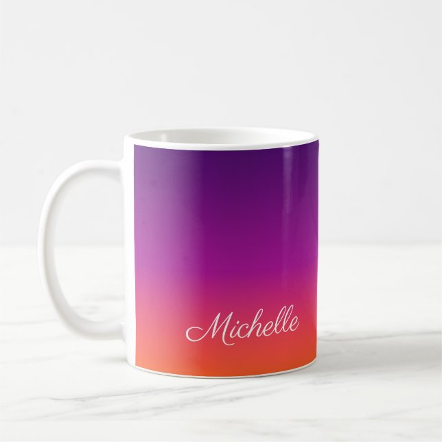 Mug dégradé violet, rose et orange foncé (Gauche)