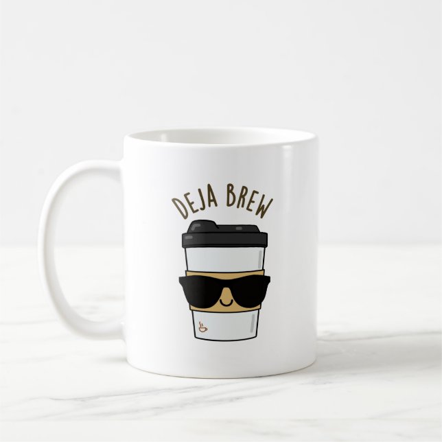 Mug Deja Brew Funny Coffee Pun (Gauche)