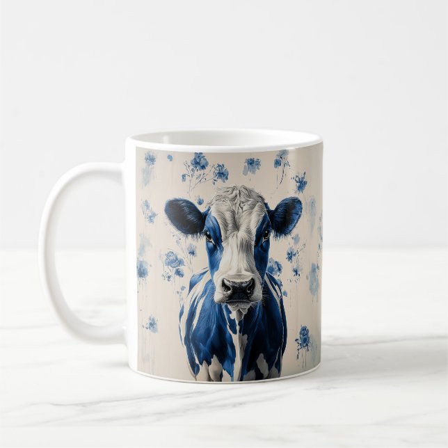 Mug Delft Blue Cow - Un hommage artistique intemporel (Gauche)