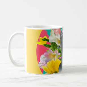 Mug Délicat. Collage avec la tête de plâtre isoler