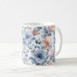 Mug Délicat motif floral aquarelle en couleur pastel