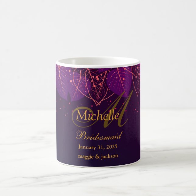 Mug Délicat purple et Feuille d'or (Centre)