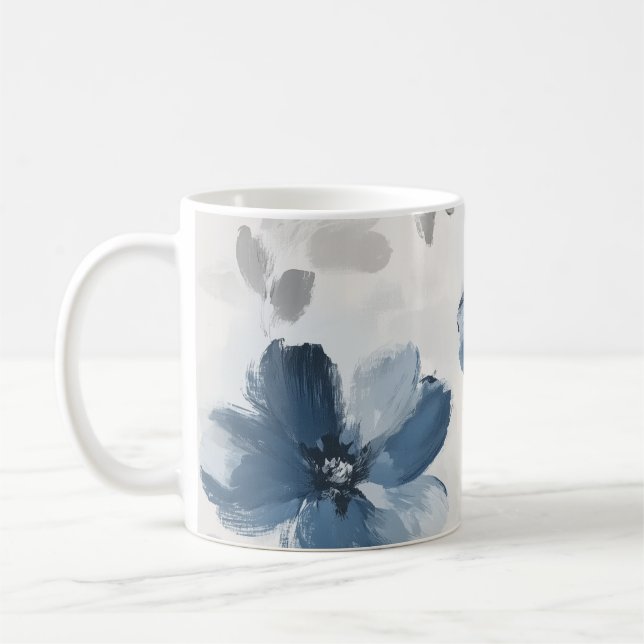 Mug Delicate Dusty Blue Floral Art 🌸 (Gauche)