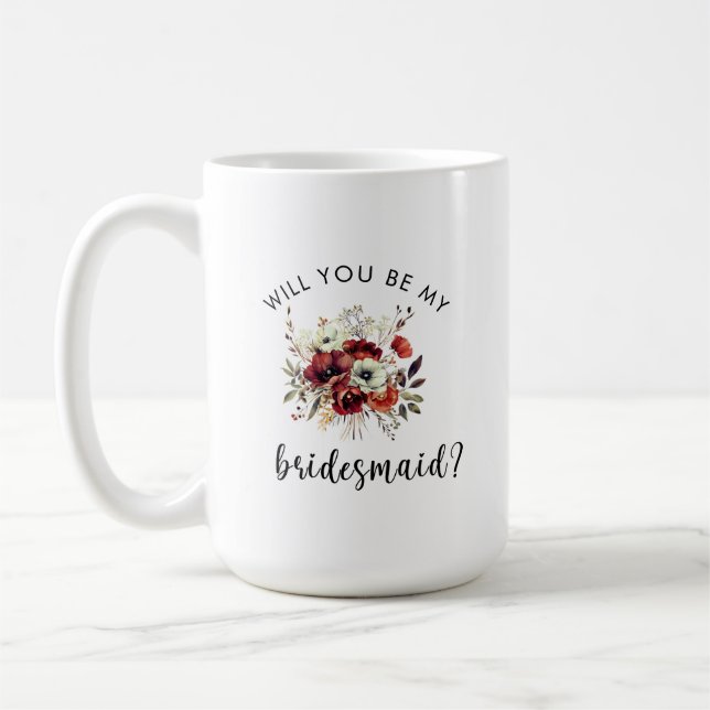 Mug Demande de Demoiselle d'Honneur Fleurs Note Sincèr (Gauche)