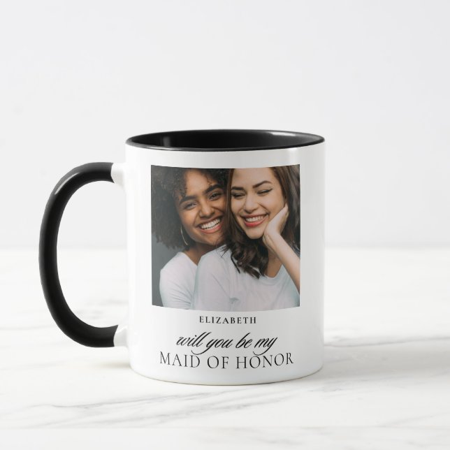 Mug Demande demoiselle d'honneur de mariage avec un sc (Gauche)