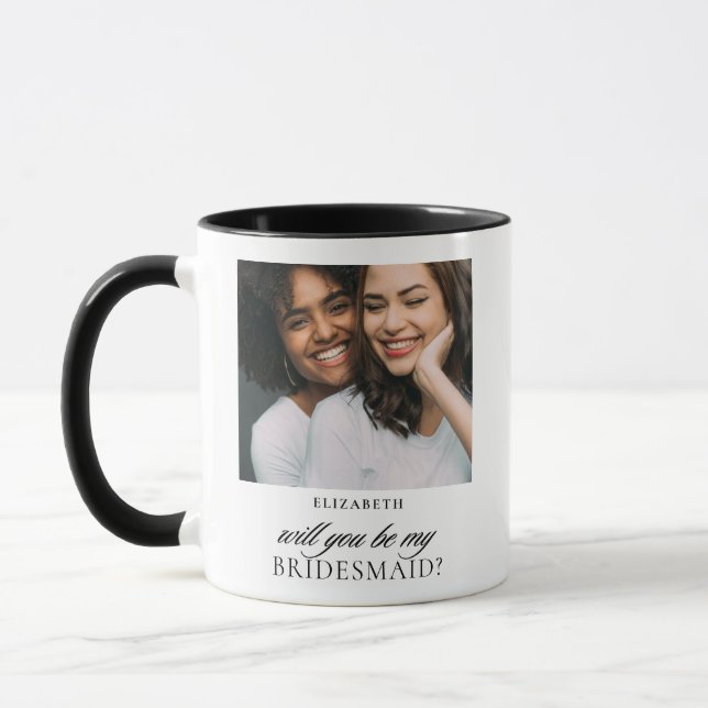 Mug Demande demoiselle d'honneur de mariage avec un sc (Gauche)