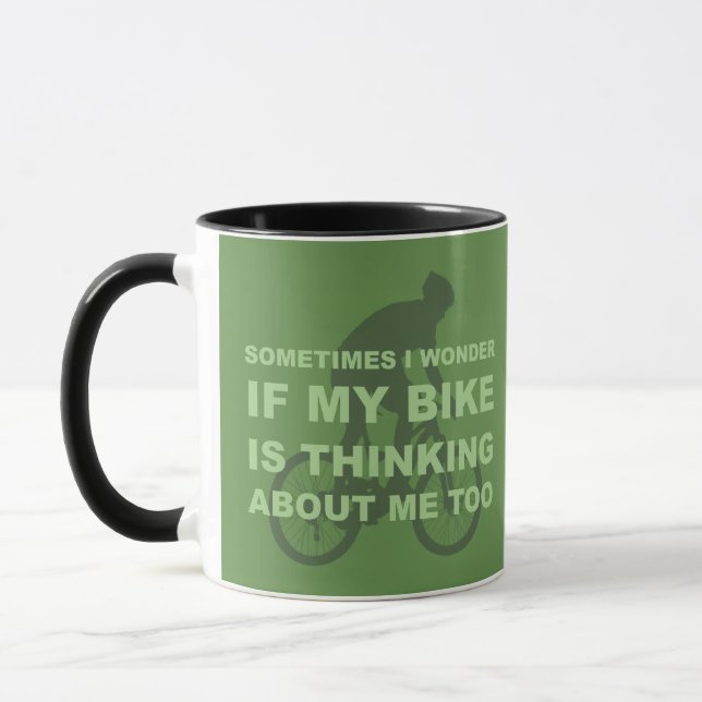 Mug Demandez-vous si mon vélo pense au vert imitation (Gauche)