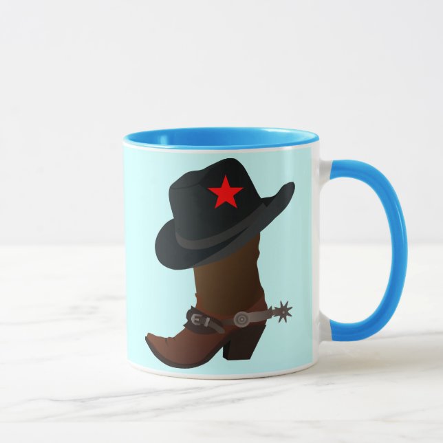 MUG DÉMARRAGE ET CASQUETTE DE COWBOY AVEC ÉTOILE ROUGE (Droite)
