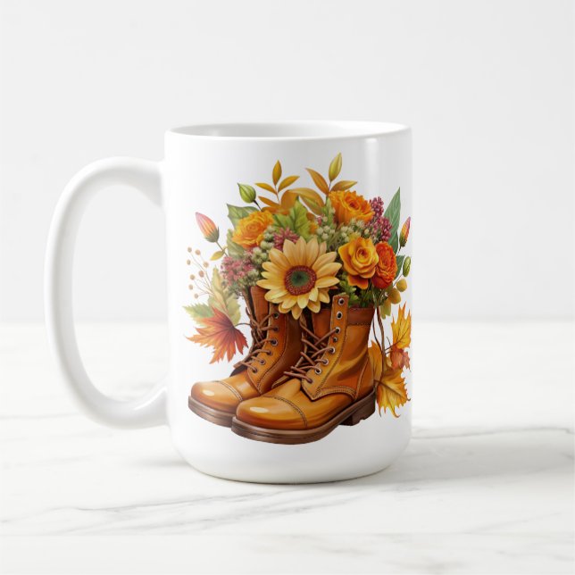Mug DÉMARRAGES Brown AVEC FLEURS D'AUTOMNE DE JOLIE AU (Gauche)